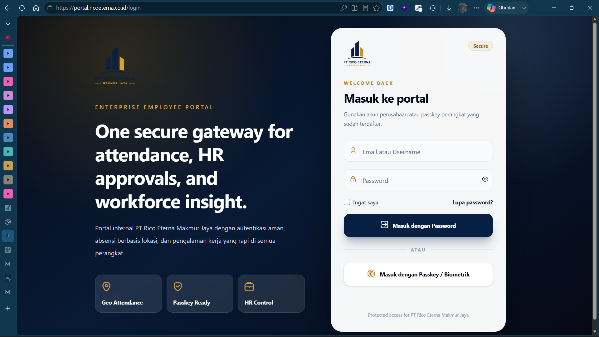 Operational Portal – PT Rico Eterna Maju Jaya
